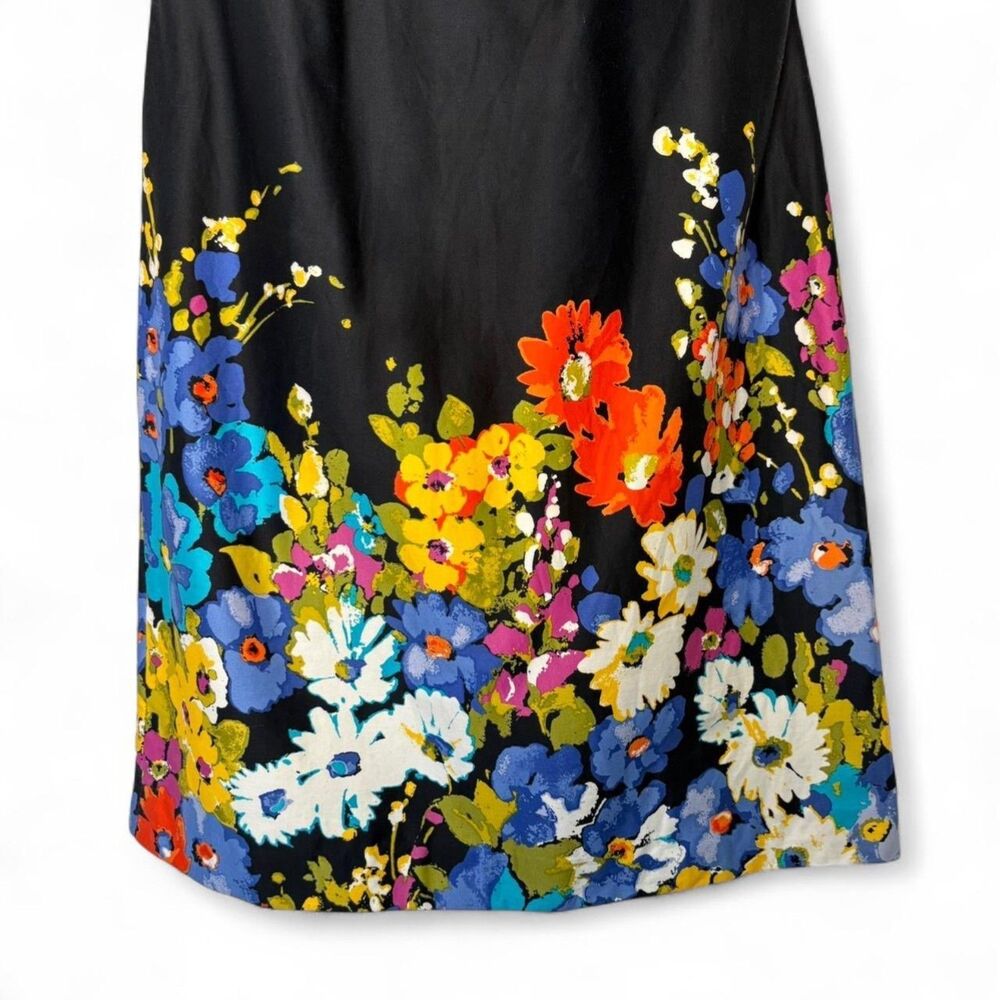 90s VTG Evan Picone Black Floral Cocktail Dress sz 10 Cotton Bold Garden Print - Picture 7 of 9